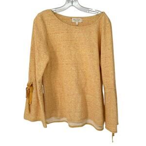 Max Studio Weekend Heather Yellow Bell Sleeve Sweater Top Large